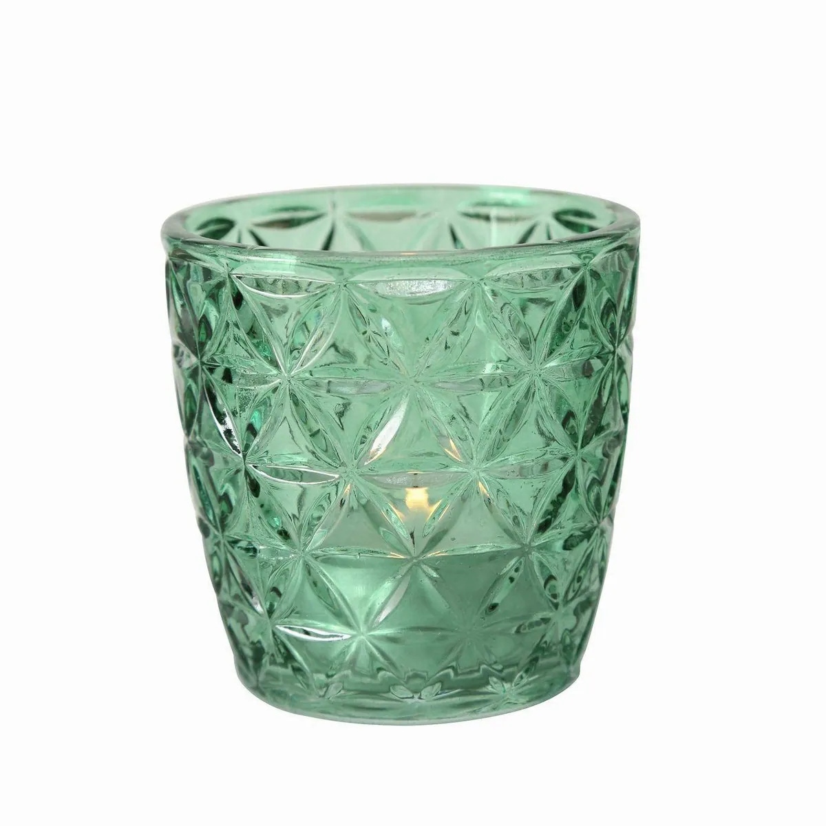 Boltze Windlicht Marilu, 4-teilig, gelb, transparentes Glas, filigranes Muster 5