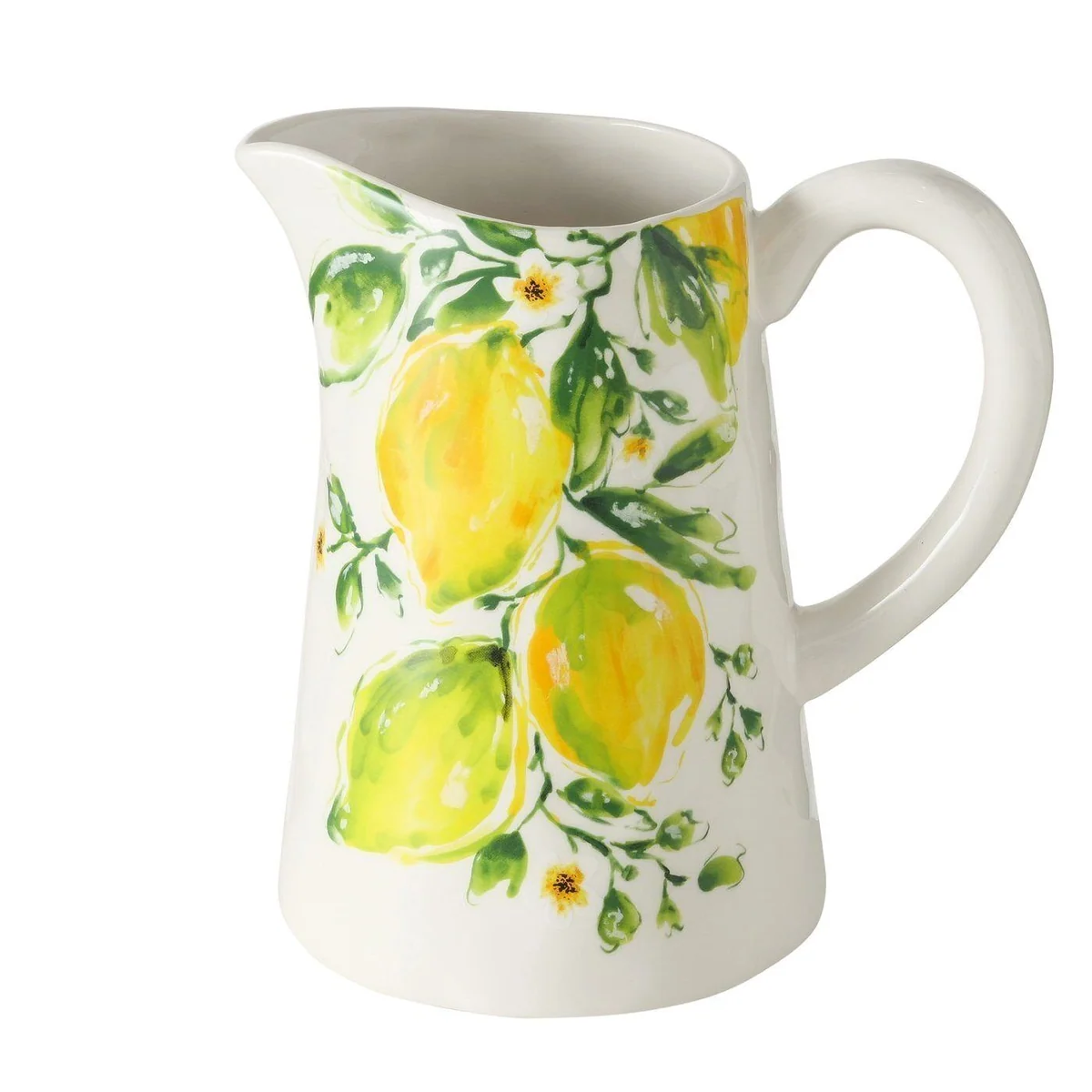 Boltze LEMONY Vorratsglas Krug, 1250 ml, Keramik, stilvolles florales Design