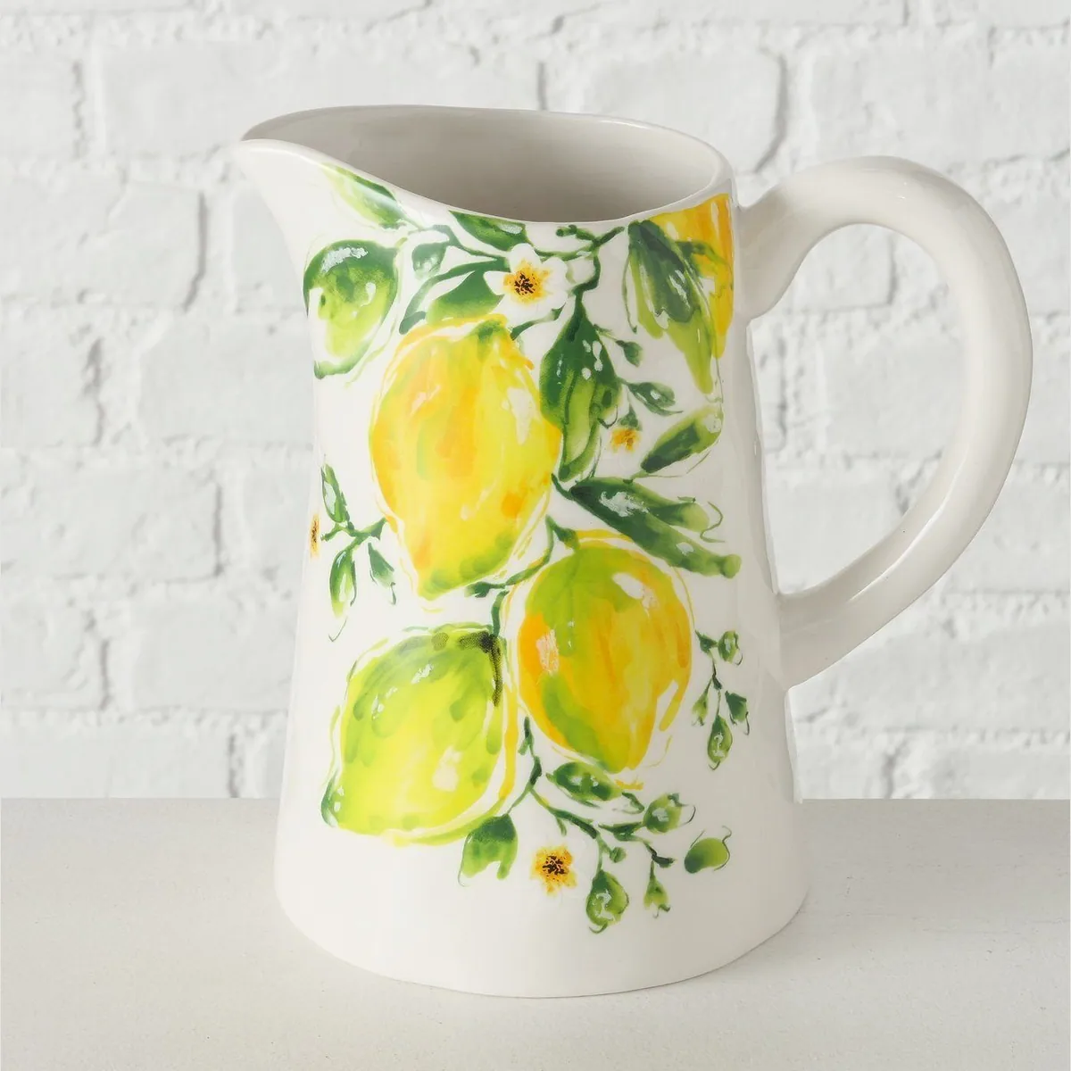 Boltze LEMONY Vorratsglas Krug, 1250 ml, Keramik, stilvolles florales Design 5