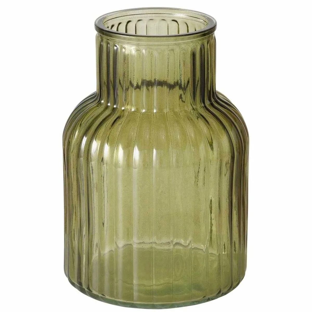 Boltze RELEA Vase, grün, geriffeltes Glas, 20 cm