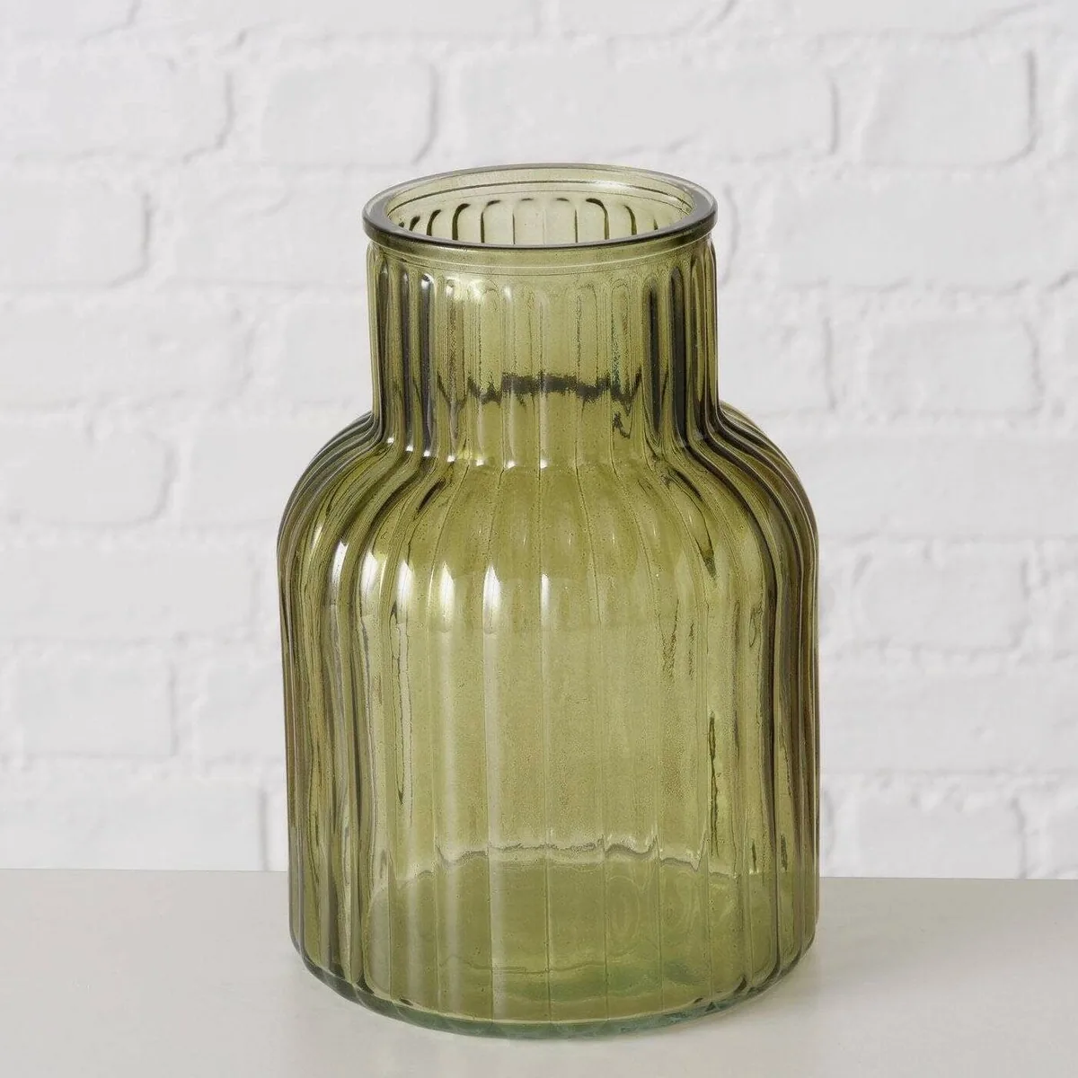 Boltze RELEA Vase, grün, geriffeltes Glas, 20 cm 2