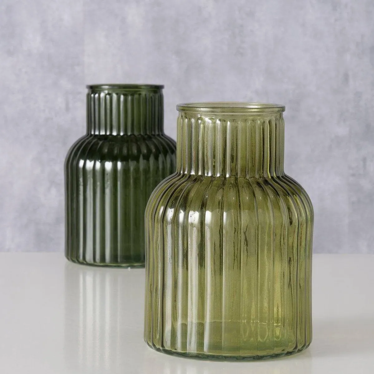 Boltze RELEA Vase, grün, geriffeltes Glas, 20 cm 4