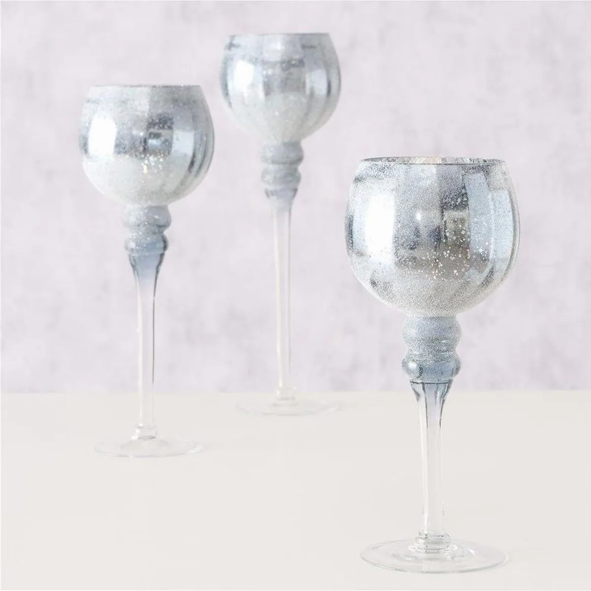 Boltze Windlicht Manou, 3er Set, Glas, Blau 3