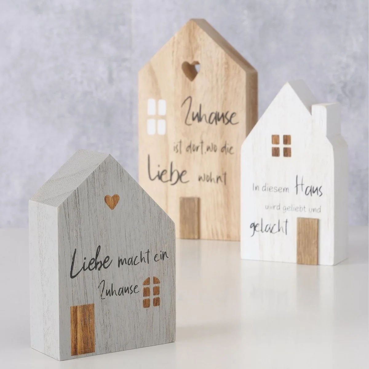 Boltze Dekofigur Mein Haus, 3-teilig, Holz, Shabby-Look 2