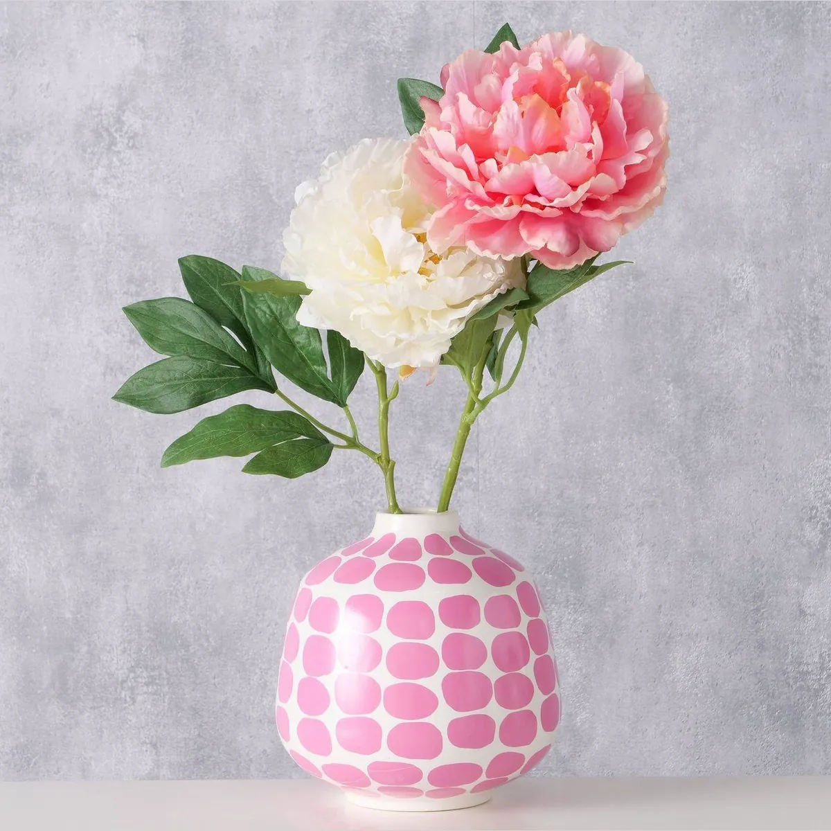 Boltze Vase Bliss, handgefertigte Keramik, gepunktetes Design, glänzende Lasur 2