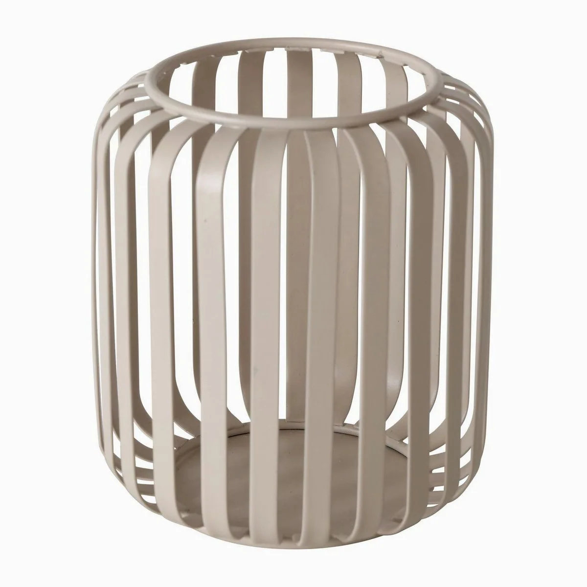 Boltze Windlicht Viki, beige, rund, aus Metall, 12 cm hoch