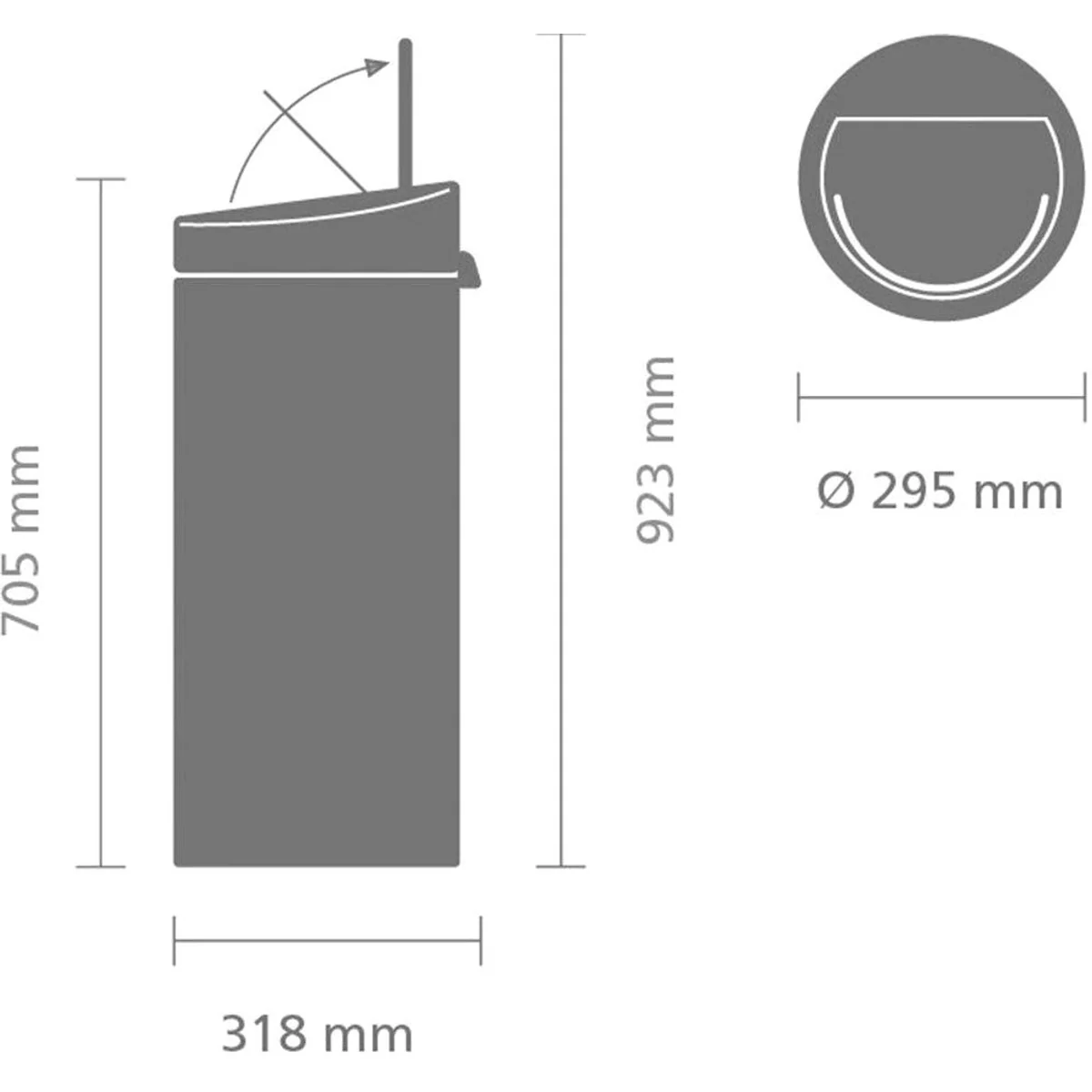 Brabantia Touch Bin 30L, Soft-Touch-Öffnung, rundes Design 5
