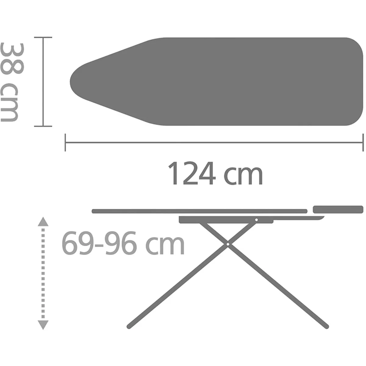 Brabantia Bügelbrett B, 124 x 38 cm, Dampfstationsablage aus Stahl 5
