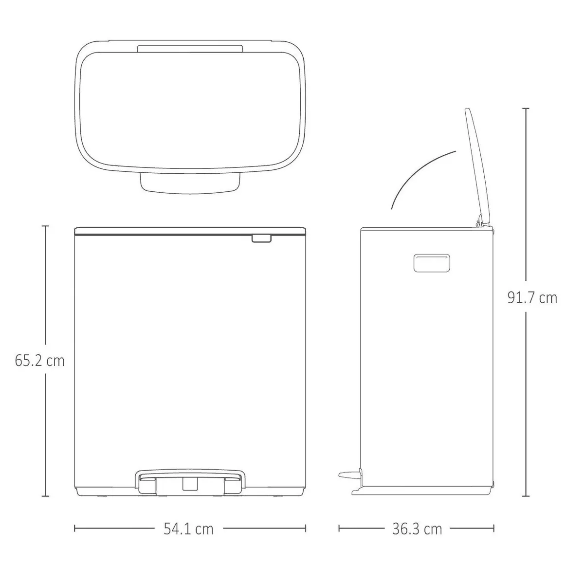Brabantia Bo Treteimer, 2 x 30L, hygienische Pedalbedienung, sanft schließend 5