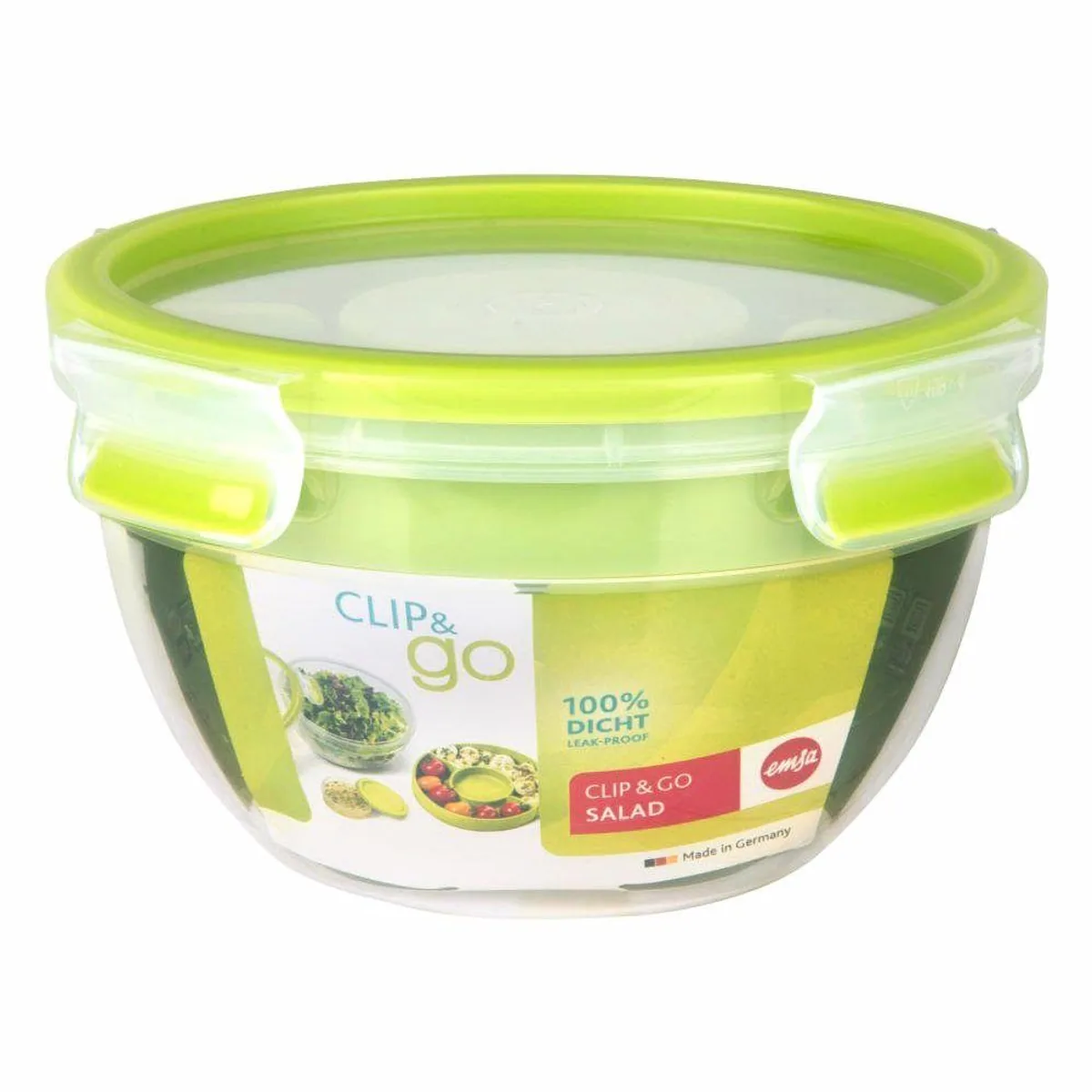Emsa Frischhaltedose Clip & Go 1L, 100 % dicht, mobiler Einsatz, separater Topping-Einsatz