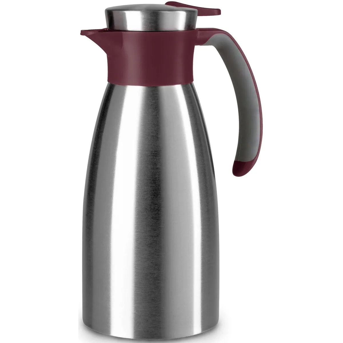 Emsa Isolierkanne Soft Grip, 1 l, rutschfester Griff, Quick Tip Verschluss