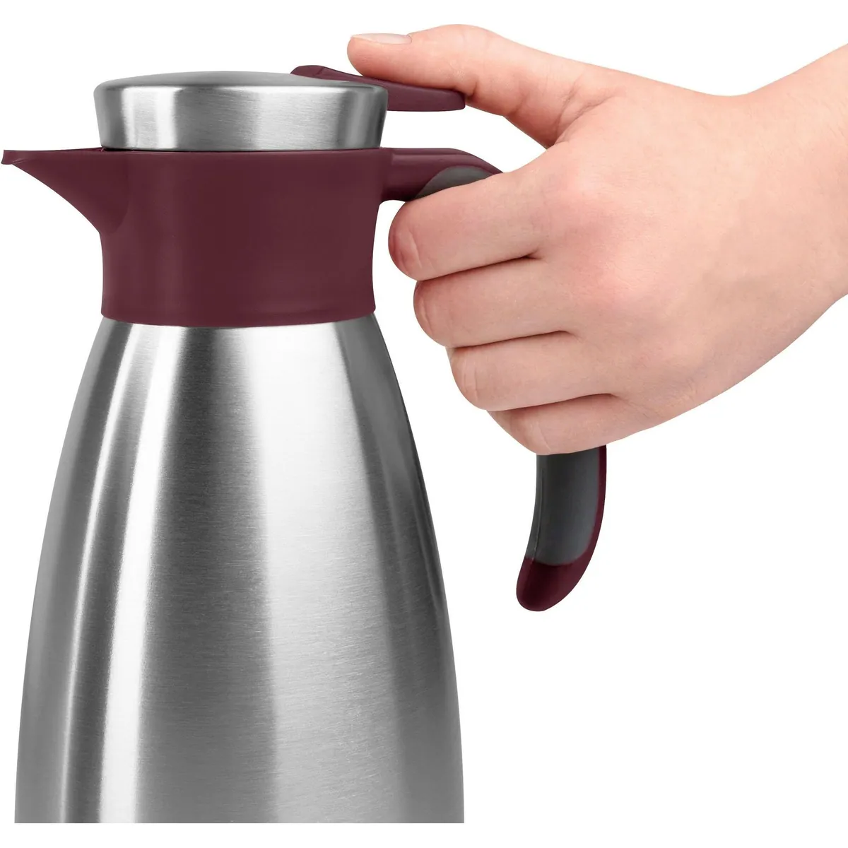 Emsa Isolierkanne Soft Grip, 1 l, rutschfester Griff, Quick Tip Verschluss 2