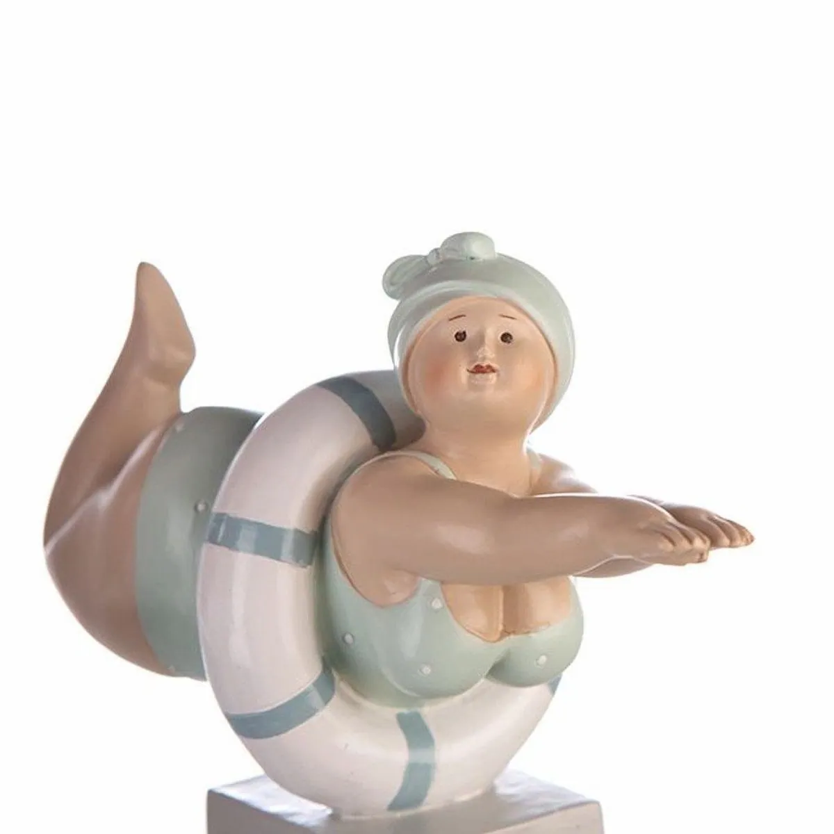GILDE Dekofigur 2er Set Tante Elli, stilvolle Badedamen in Rot & Mint 3