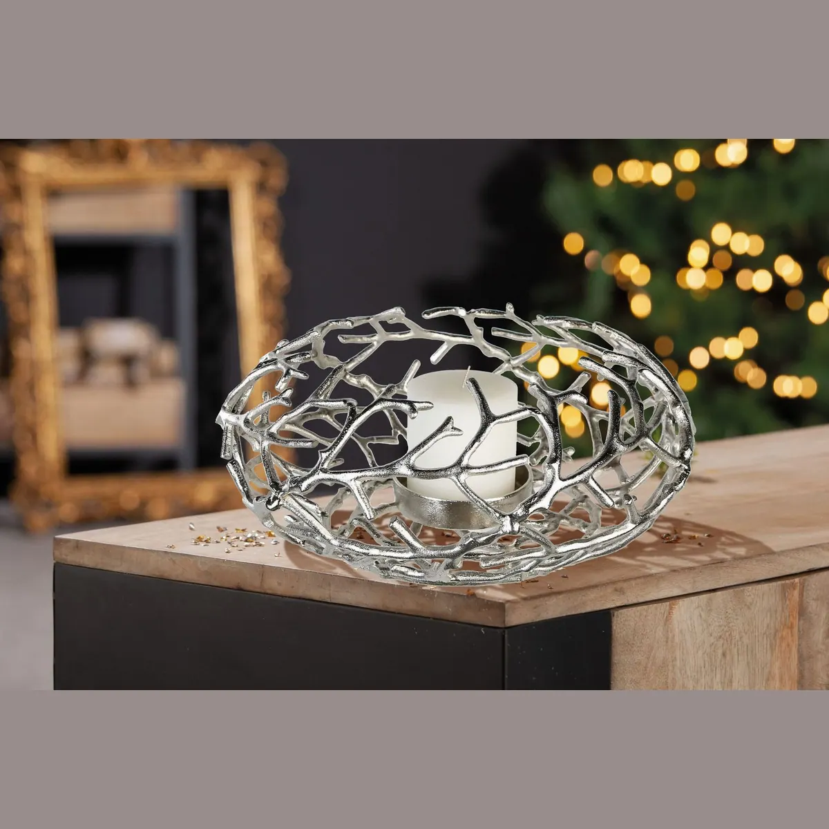GILDE Twigs Kerzenständer, Aluminium, 1-flammig, Höhe 20 cm 2