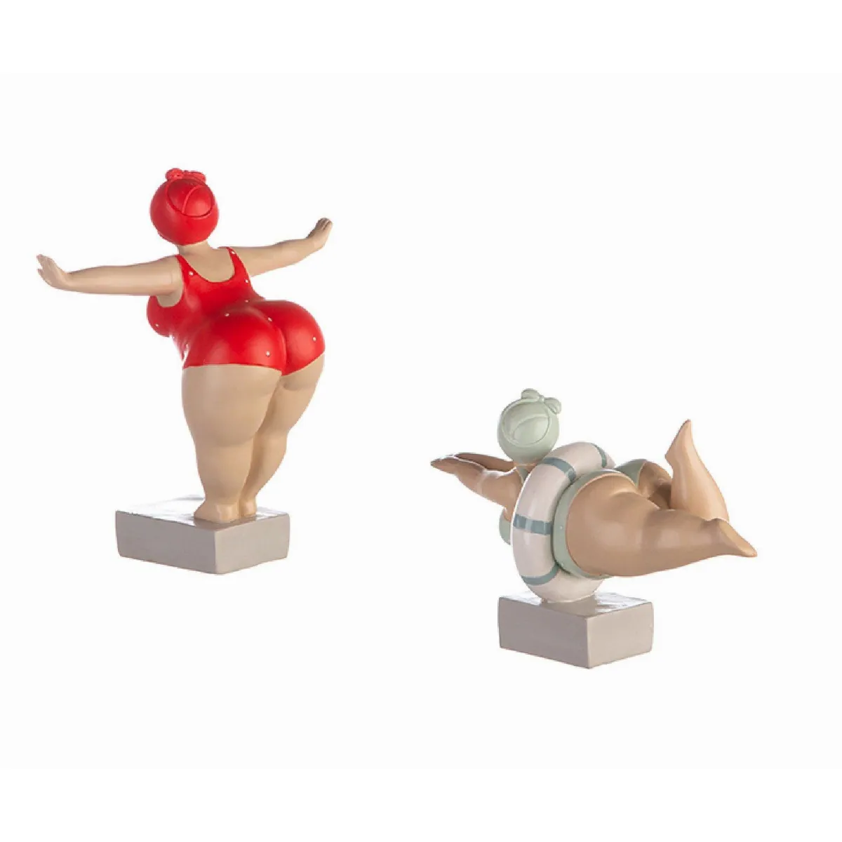 GILDE Tante Elli Figuren Set 2er, maritime Badefiguren aus Kunstharz, ca. 20 cm 2
