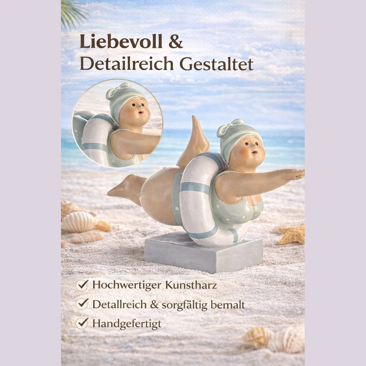 GILDE Tante Elli Figuren Set 2er, maritime Badefiguren aus Kunstharz, ca. 20 cm 4