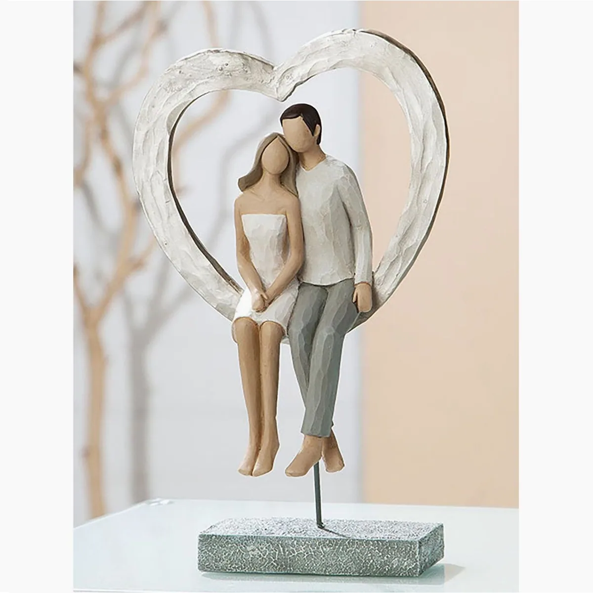 GILDE Dekofigur, grau-weiß, Kunstharz, H. 26cm x B. 16cm x T. 9cm 2