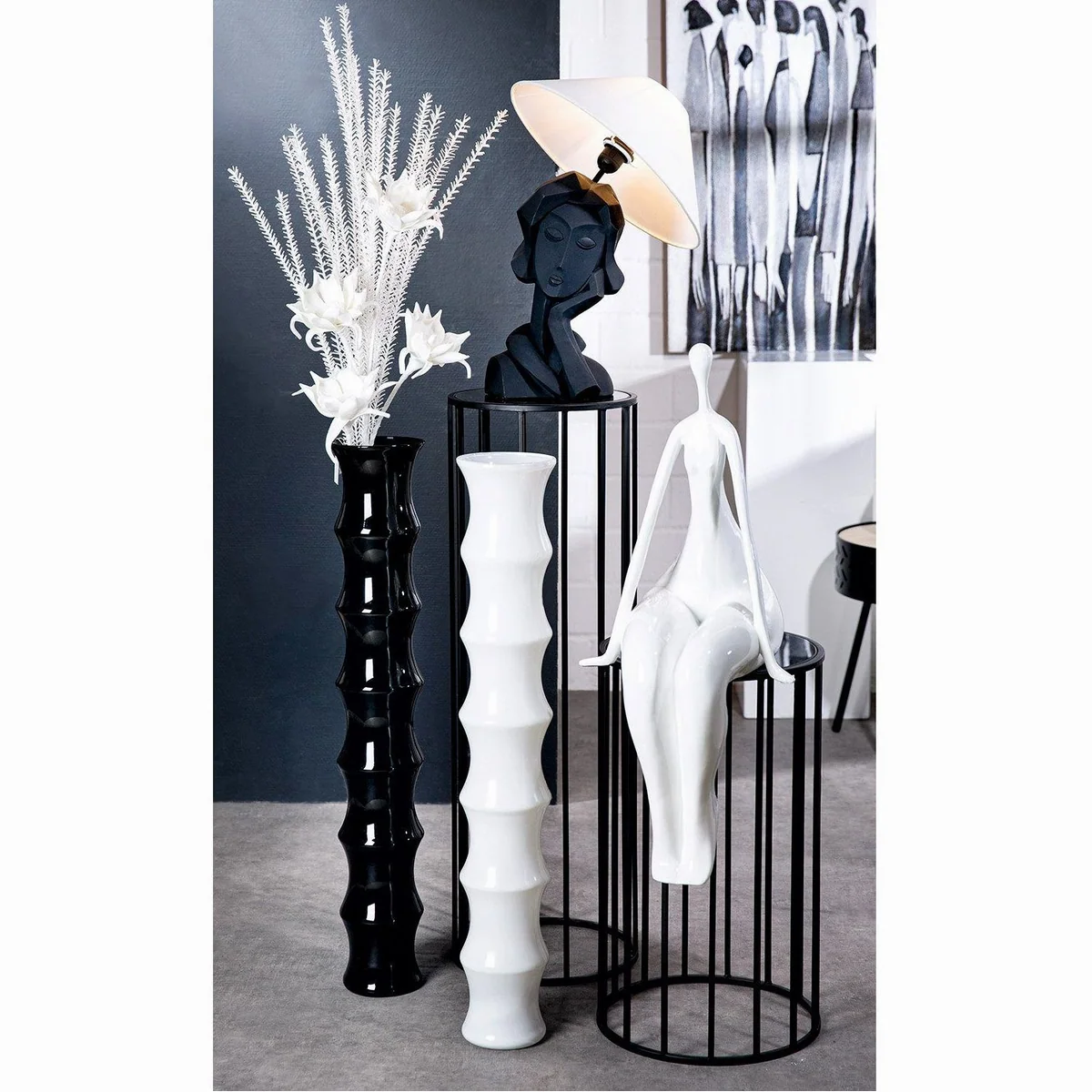 GILDE BAMBOO Vase, grau, 85 cm hoch, vielseitig einsetzbar 2