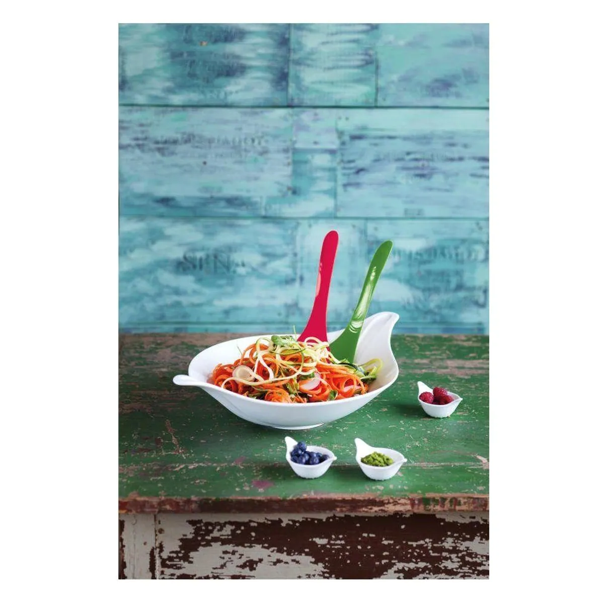 koziol Salatschüssel Leaf L+, Kunststoff, 3-tlg., integriertes Salatbesteck 4