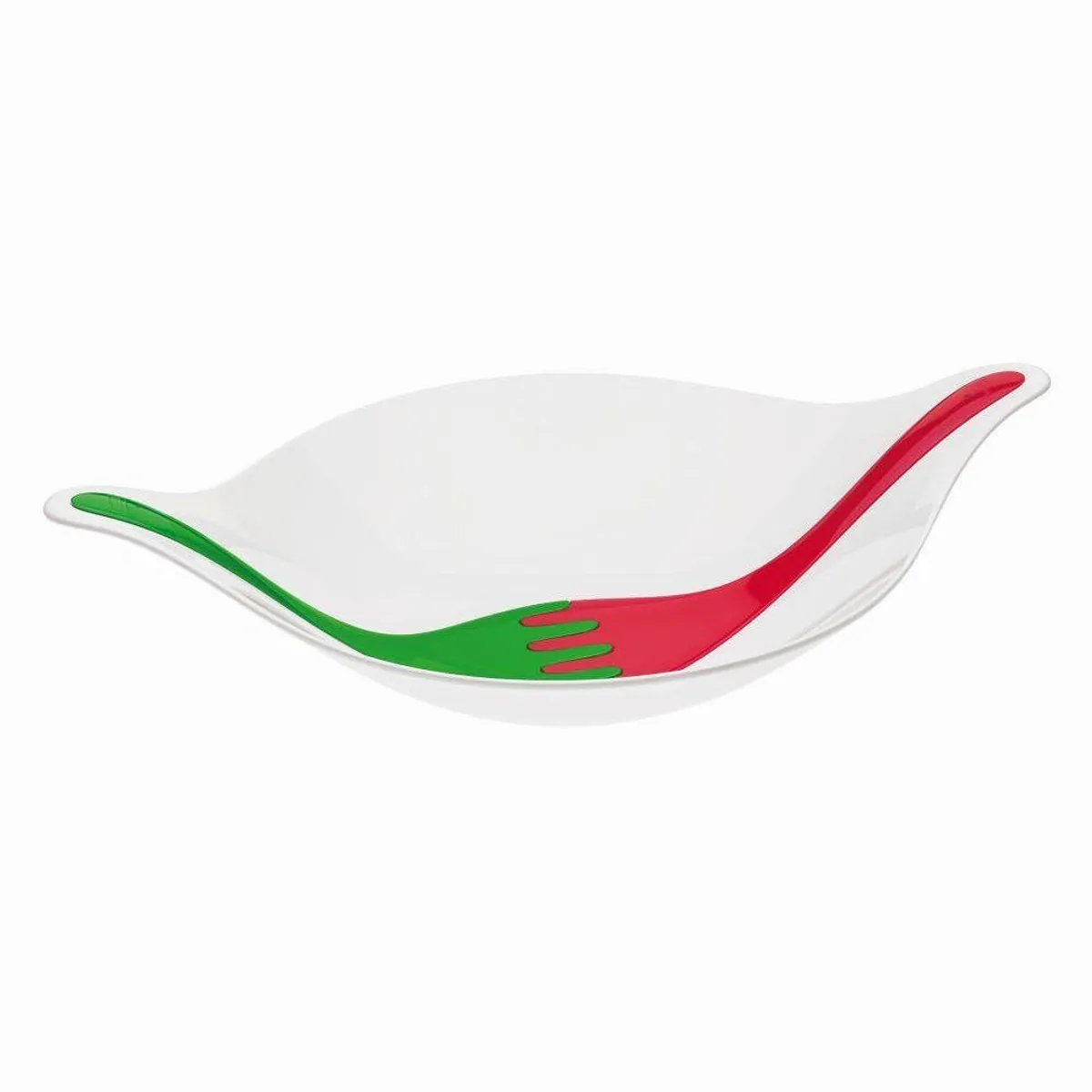 koziol Salatschüssel Leaf L+, Kunststoff, 3-tlg., integriertes Salatbesteck 5
