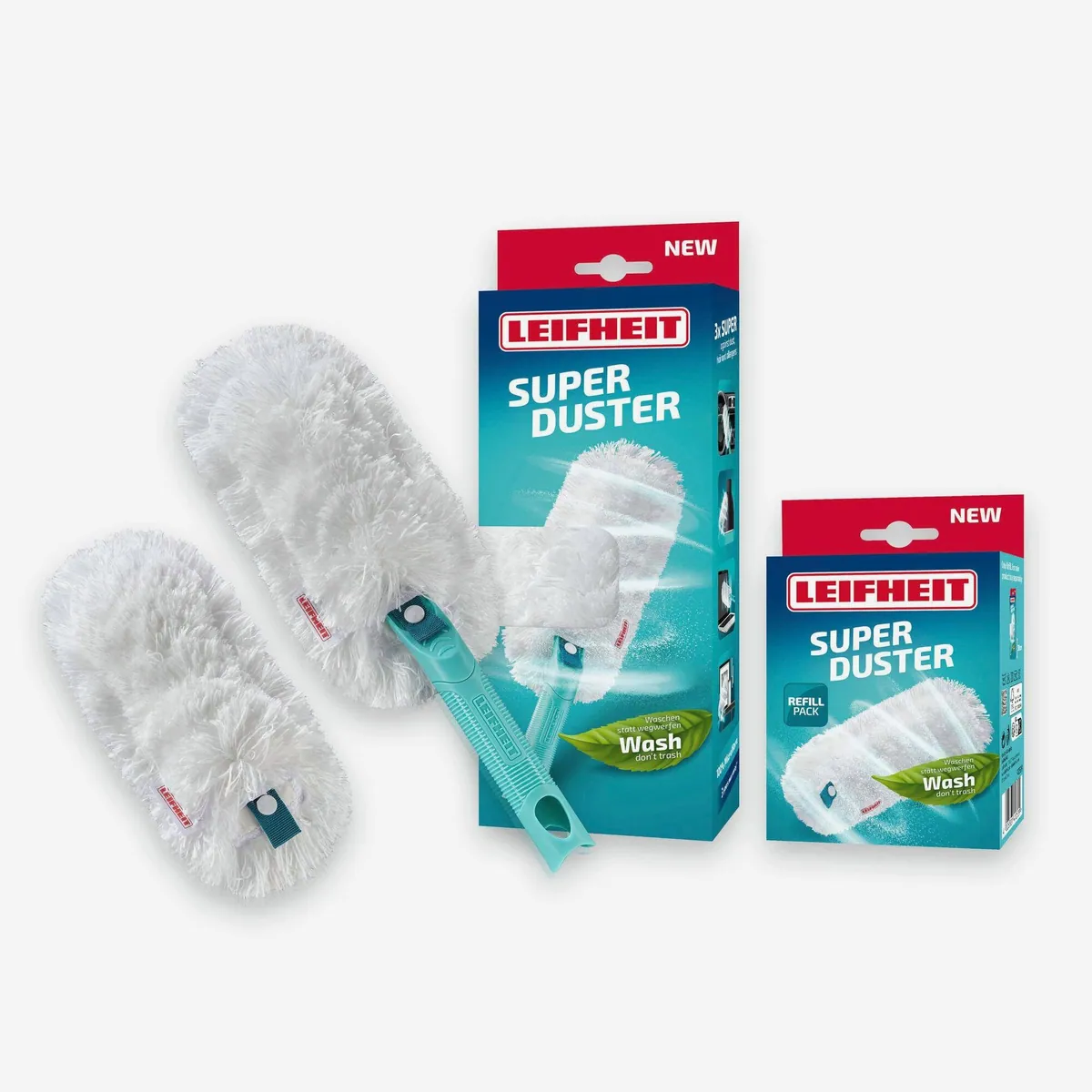 Leifheit SUPERDUSTER Staubwischer, 360° Mikrofaser, waschbar, ergonomischer Griff