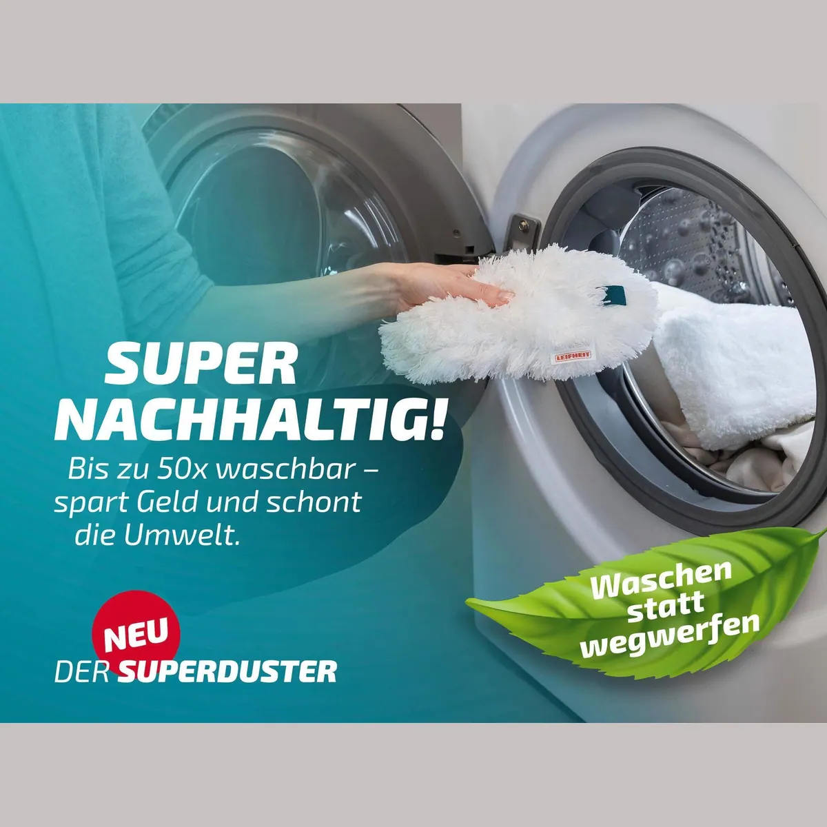Leifheit SUPERDUSTER Staubwischer, 360° Mikrofaser, waschbar, ergonomischer Griff 2