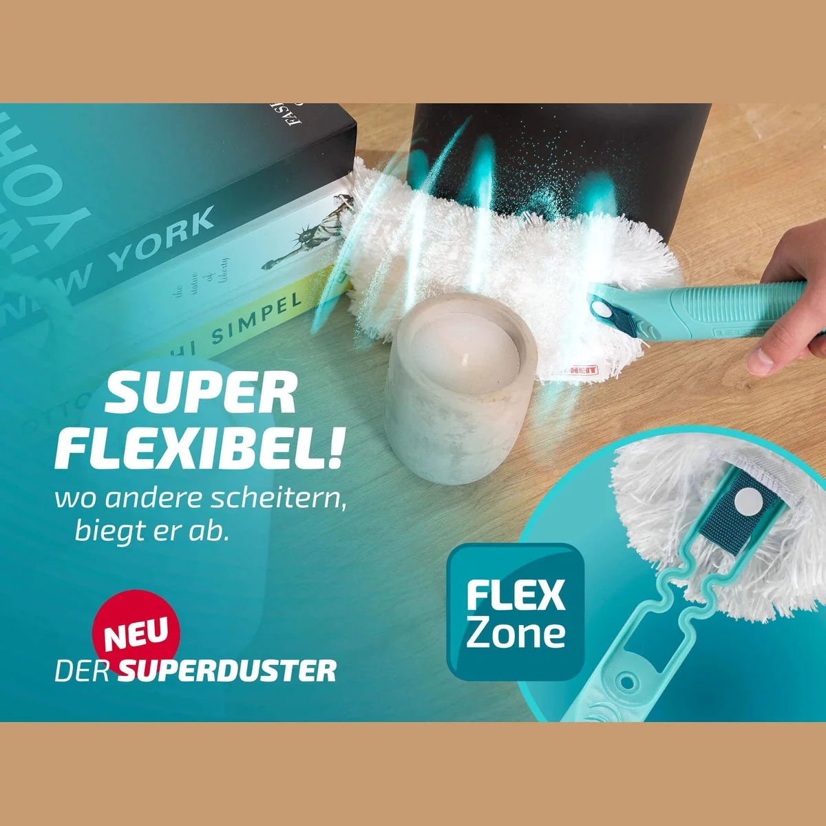 Leifheit SUPERDUSTER Staubwischer, 360° Mikrofaser, waschbar, ergonomischer Griff 3