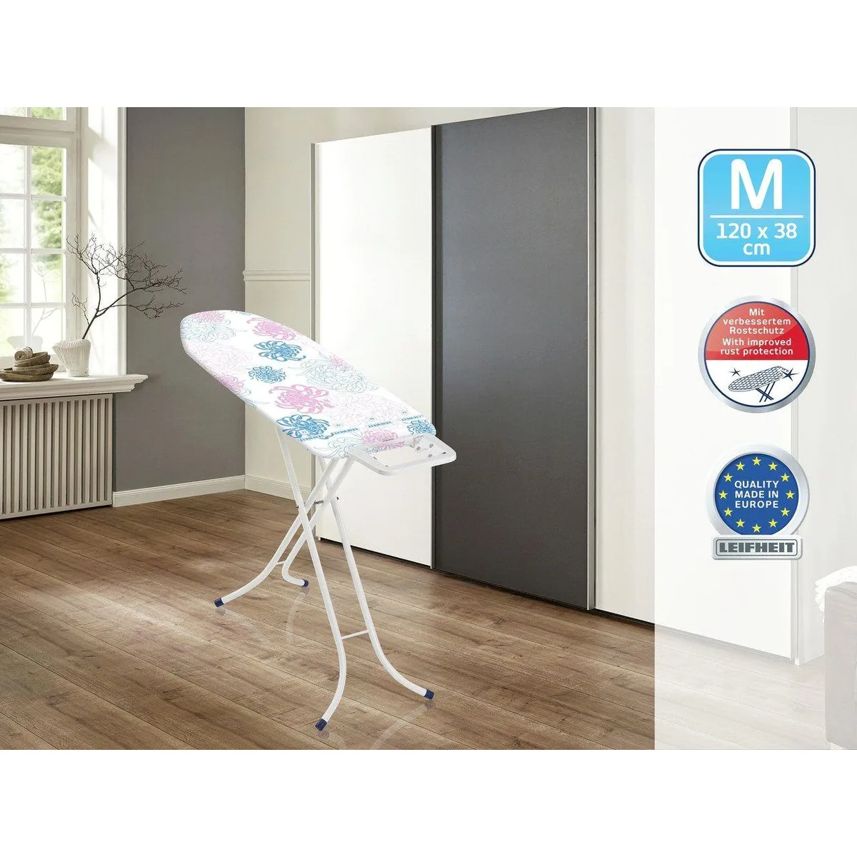Leifheit Bügelbrett Classic M Basic, Höhenverstellbar, 120x38 cm 2