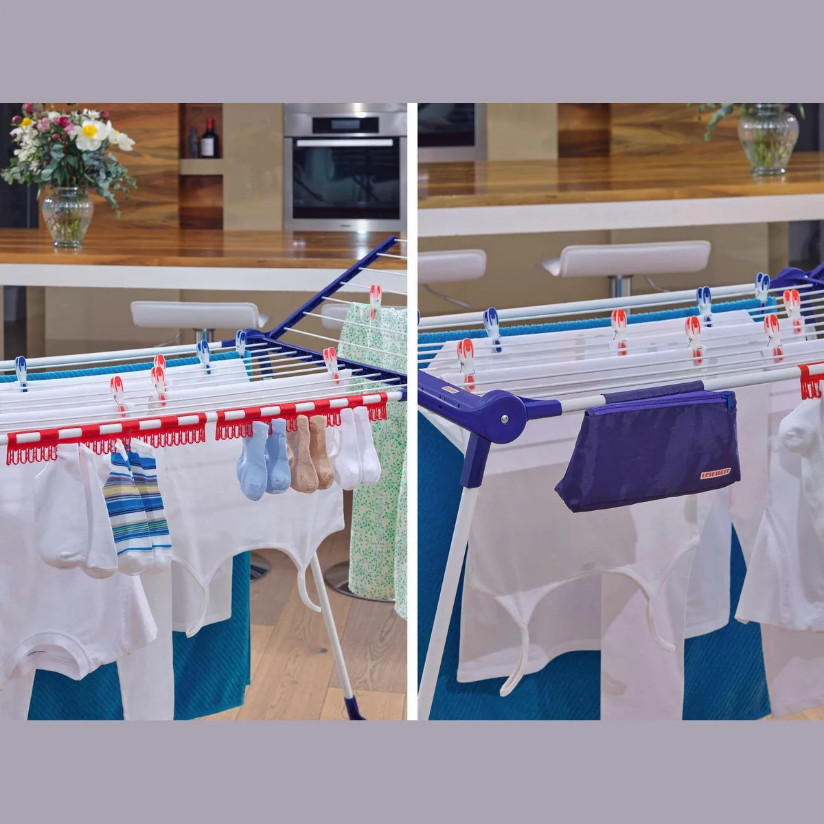 Leifheit Pegasus 180 Solid Plus Wäscheständer, 18m Trockenlänge, 105cm Flügelhöhe, stabil und platzsparend 4