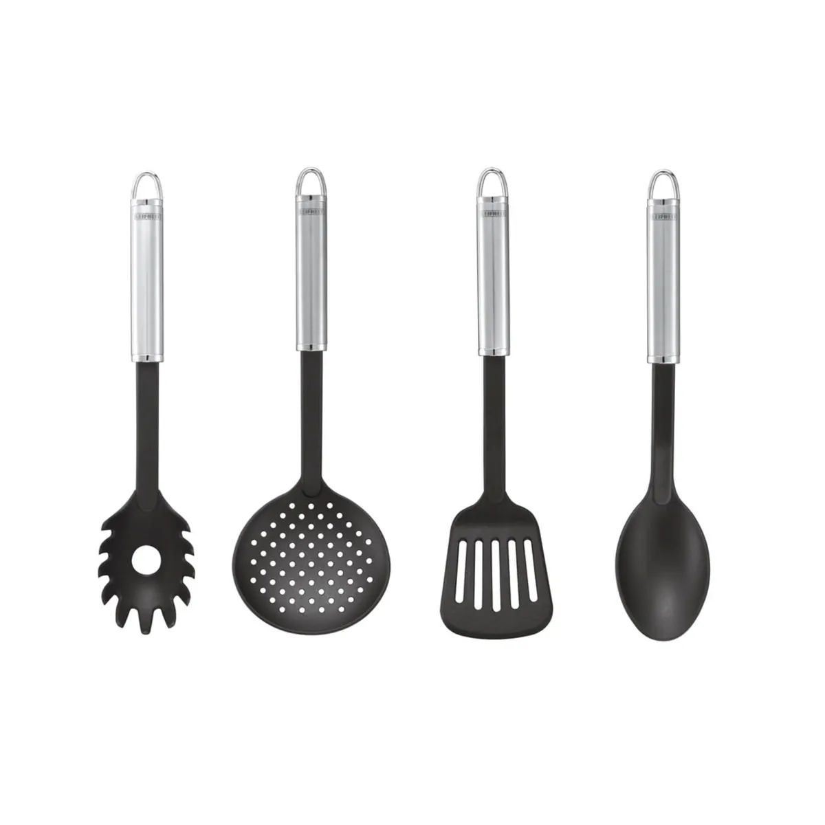 Leifheit Küchenhelfer Set, 4-teilig, hitzebeständiges Nylon, Edelstahlgriff