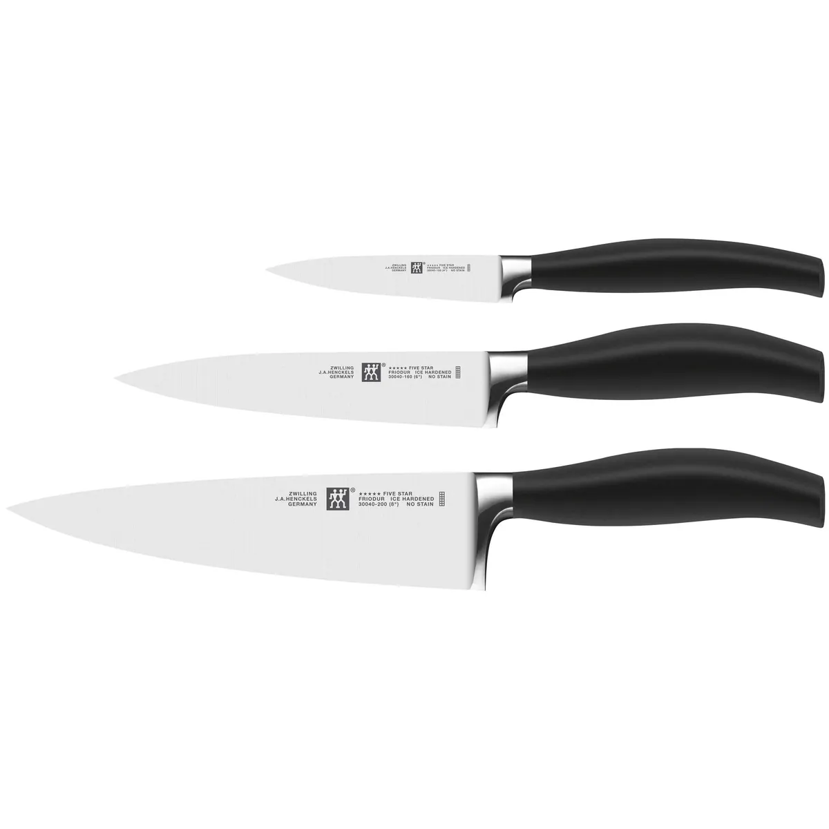 ZWILLING FIVE STAR Messer-Set, 3-teilig, ergonomischer Griff, FRIODUR Klingen
